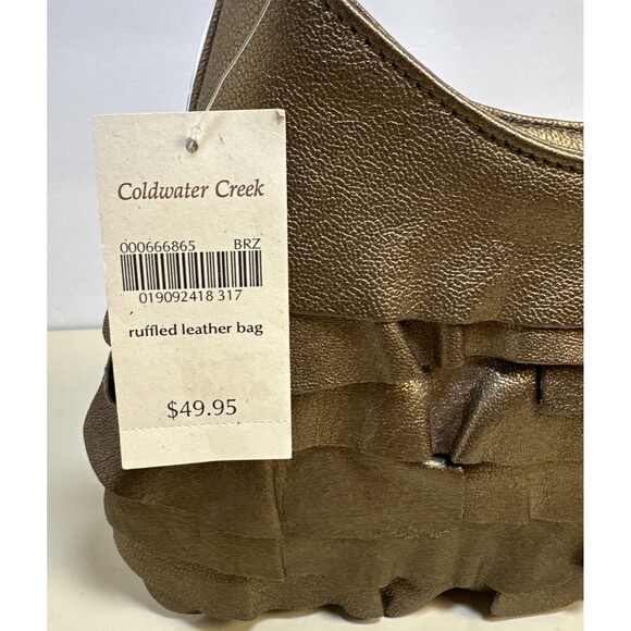 Coldwater Creek Bronze Ruffle Clutch Bag Purse - Picture 3 of 7